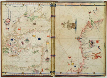 Ms Ital 550.0.3.15 fol.4v-5r Kaart van de Oostelijke Middellandse Zeekust en Eilanden, uit de 
